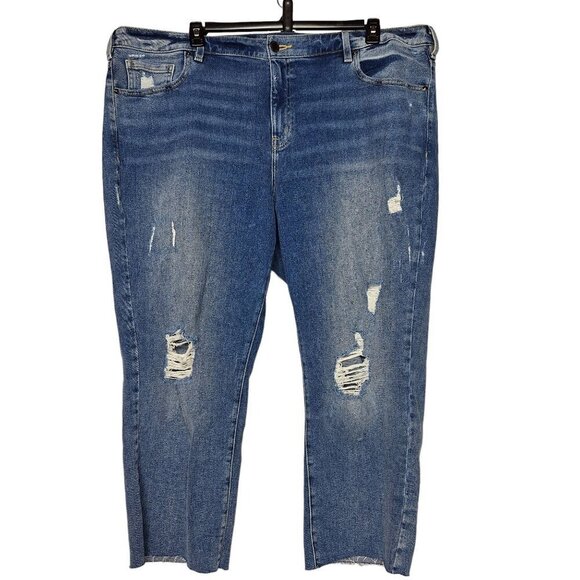 Lane Bryant High Rise Straight Leg Jeans Size 22 Distressed - Picture 2 of 5